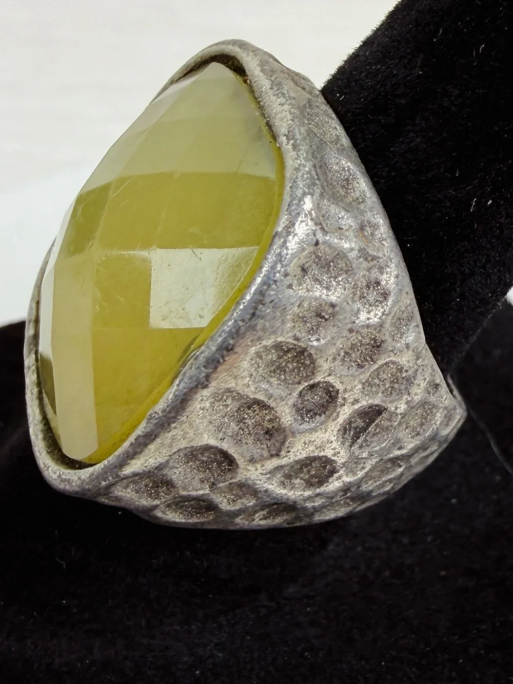 Bohemian chic, chunky hammered, size 7 statement ring